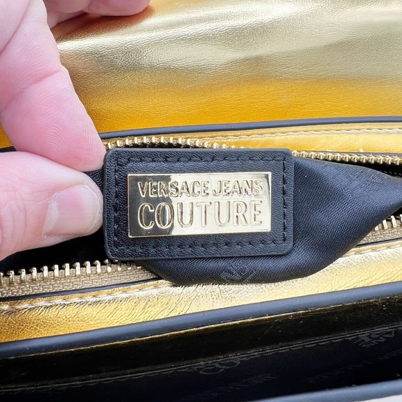 VERSACE COUTURE Gold Metallic Leather Shoulder Bag - Picture 9 of 13